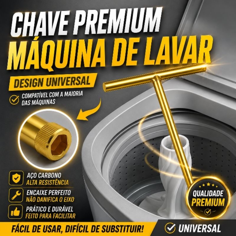 Chave T Longa 10mm + Pastilha para Abrir Agitador de Máquina de Lavar – Uso Universal - foto 2