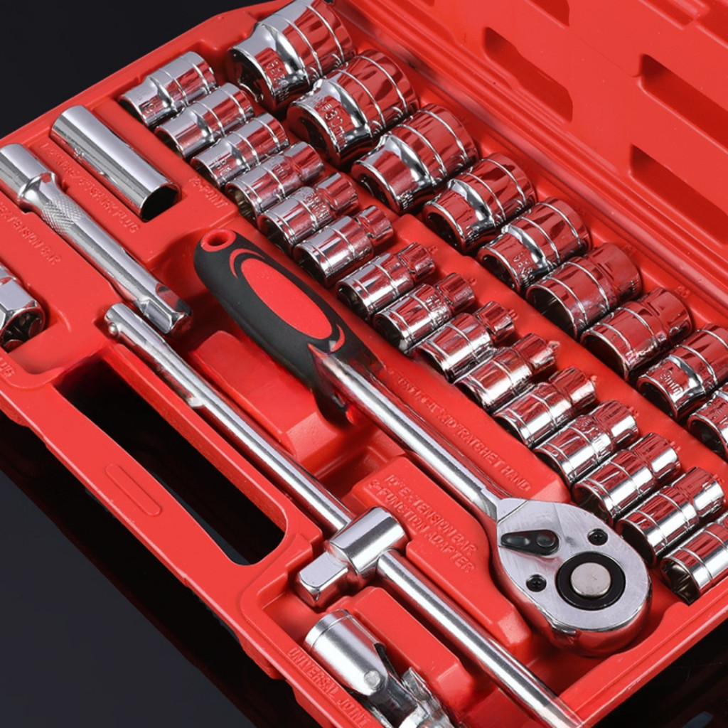 Kit De Ferramentas 46 Peças Jogo De Soquetes Chave Catraca Reversível Com Maleta Jogo De Ferramentas Completo - foto 4