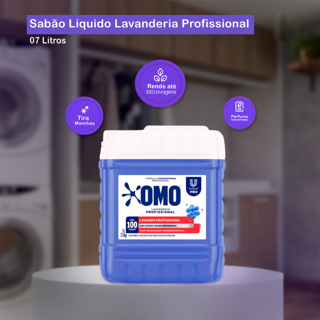 Lava Roupas Lavanderia Pro Líquido 7L Omo - foto 3